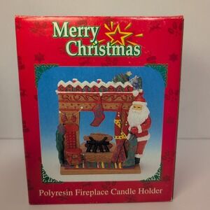 Vintage Christmas Fireplace Mantel Votive Polyresin Candle Holder Hand Painted
